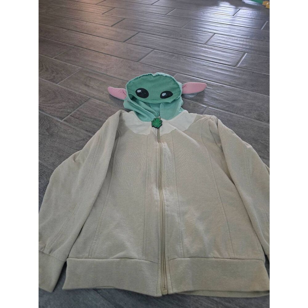 Kids Star Wars Mandolorian Baby Yoda‎ Zip Up Hooded Jacket Size Medium Disney